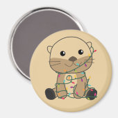 Otter Weihnachtsschnee Wintertiere Otter Magnet (Vorderseite/Rückseite)