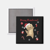 Otter Weihnachtsschnee Wintertiere Otter Magnet (Vorderseite/Rückseite)
