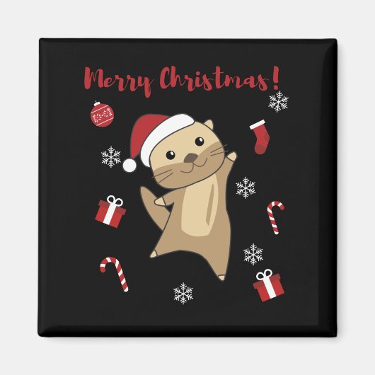 Otter Weihnachtsschnee Wintertiere Otter Magnet (Vorne)