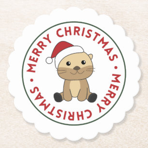 Otter Weihnachtsschnee Wintertiere Otter Paper Co Untersetzer