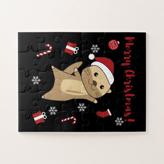 Otter Weihnachtsschnee Wintertiere Otter Puzzle (Horizontal)