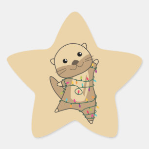 Otter Weihnachtsschnee Wintertiere Otter Star Sti Stern-Aufkleber