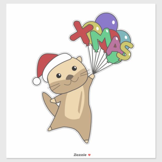 Otter Weihnachtsschnee Wintertiere Otter Sticker (Blatt)