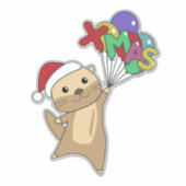Otter Weihnachtsschnee Wintertiere Otter Sticker (Vorderseite)