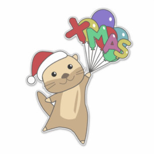 Otter Weihnachtsschnee Wintertiere Otter Sticker