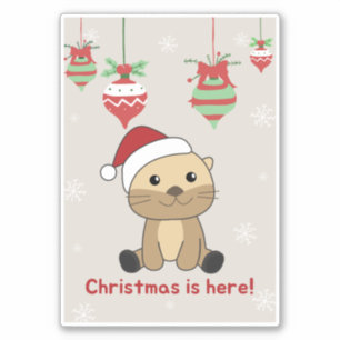 Otter Weihnachtsschnee Wintertiere Otter Sticker