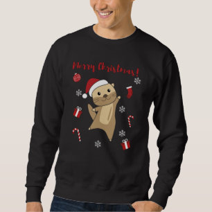 Otter Weihnachtsschnee Wintertiere Otter Sweatshirt