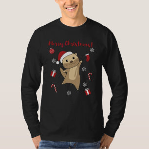 Otter Weihnachtsschnee Wintertiere Otter T-Shirt
