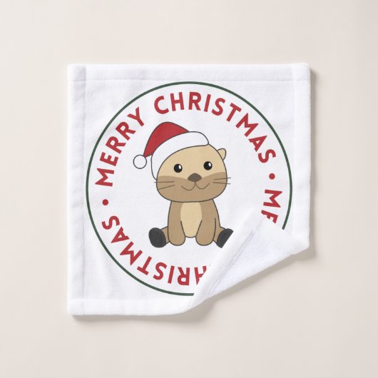 Otter Weihnachtsschnee Wintertiere Otter Wash Clo Waschlappen (Waschlappen)