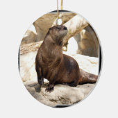 Otter-Weihnachtsverzierung Keramikornament (Links)