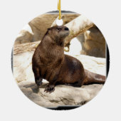 Otter-Weihnachtsverzierung Keramikornament (Hinten)