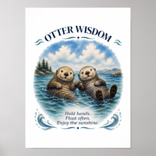 Otter-Weisheit-Wasserfarbe Inspirierend Poster
