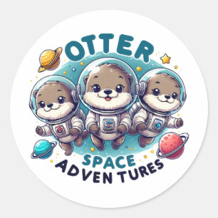 Otter Weltraum Abenteuer Runder Aufkleber