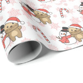 Otter With Snowman In Winter For Christmas Holiday Geschenkpapier (Rolleneckpunkt)