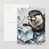 Otter wütend und Eis brechend Postkarte (Vorne/Hinten)