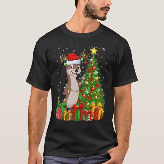 Otter   Xmas Holiday Santa Otter Christmas Tree T-Shirt (Vorderseite)