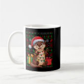 Otter Xmas Lights Ugly Santa Hat Otter Christmas Kaffeetasse (Links)