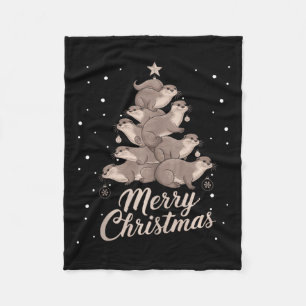 Otter Xmas Tree Otter Weihnachtsbaum Frohe Weihnac Fleecedecke