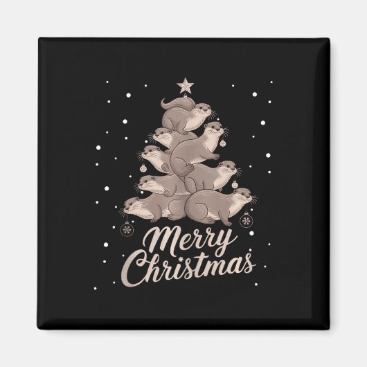 Otter Xmas Tree Otter Weihnachtsbaum Frohe Weihnac Magnet (Vorne)
