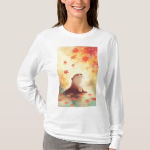 Otterblick unter fallenden Blättern T-Shirt