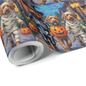 Otterhound beim Trick-or-Treat in Halloween-Kostüm Geschenkpapier (Rolleneckpunkt)