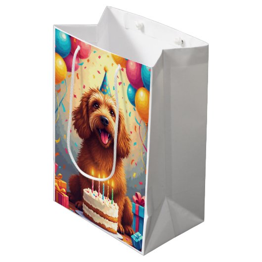 Otterhound-Geburtstagsfeier Mittlere Geschenktüte (Vorderseite Schrägansicht)