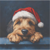Otterhound in einer Weihnachtsmannmütze Aufkleber (Vorderseite)