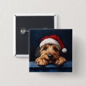 Otterhound in einer Weihnachtsmannmütze Button (Vorne & Hinten)