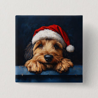 Otterhound in einer Weihnachtsmannmütze Button