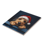 Otterhound in einer Weihnachtsmannmütze Fliese (Seite)