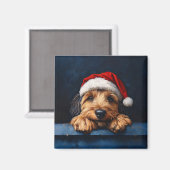Otterhound in einer Weihnachtsmannmütze Magnet (Vorderseite/Rückseite)