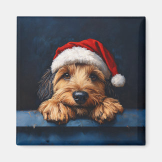 Otterhound in einer Weihnachtsmannmütze Magnet