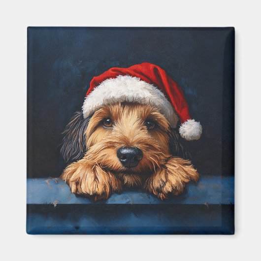 Otterhound in einer Weihnachtsmannmütze Magnet (Vorne)