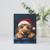 Otterhound in einer Weihnachtsmannmütze Postkarte (Stehend Vorderseite)