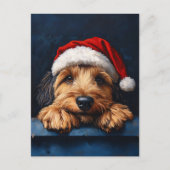 Otterhound in einer Weihnachtsmannmütze Postkarte (Vorderseite)