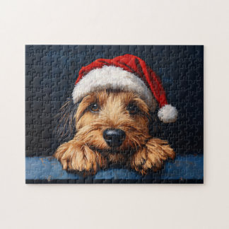 Otterhound in einer Weihnachtsmannmütze Puzzle