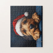 Otterhound in einer Weihnachtsmannmütze Puzzle (Vertikal)
