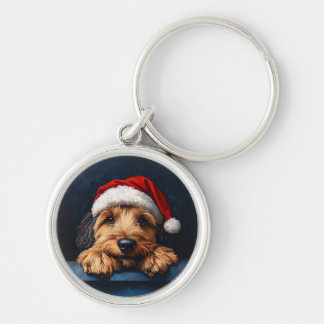 Otterhound in einer Weihnachtsmannmütze Schlüsselanhänger