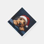 Otterhound in einer Weihnachtsmannmütze Serviette (Ecke)