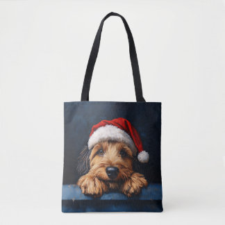 Otterhound in einer Weihnachtsmannmütze Tasche