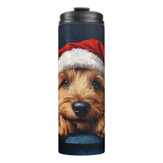 Otterhound in einer Weihnachtsmannmütze Thermosbecher (Vorderseite)