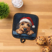 Otterhound in einer Weihnachtsmannmütze Topflappen (Oben Unten)