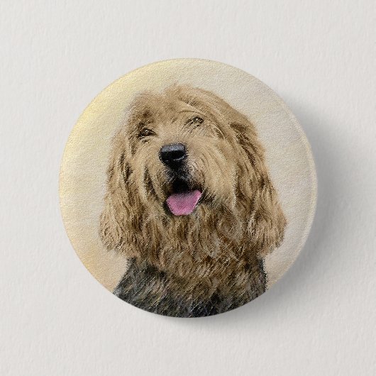 Otterhound-Malerei - Niedliche Original Hunde-Kuns Button (Vorderseite)