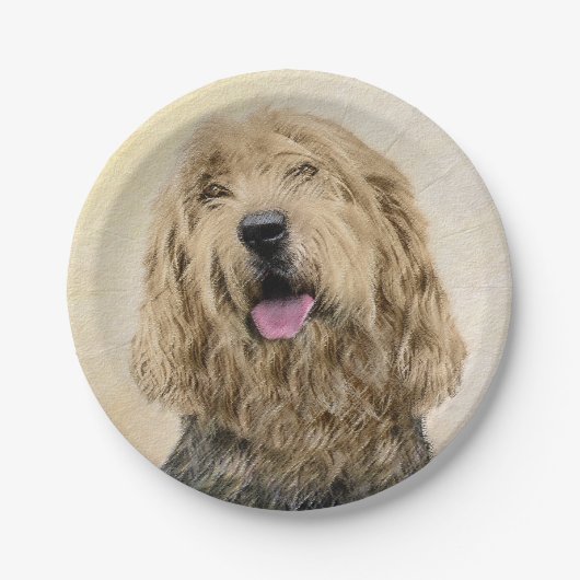 Otterhound-Malerei - Niedliche Original Hunde-Kuns Pappteller (Vorderseite)