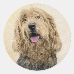 Otterhound-Malerei - Niedliche Original Hunde-Kuns Runder Aufkleber