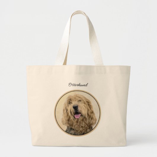 Otterhound Malerei Schwarz und Tan Original Hunde Jumbo Stoffbeutel (Vorne)