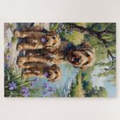 Otterhound Riverside Iris Kunst Puzzle (Horizontal)