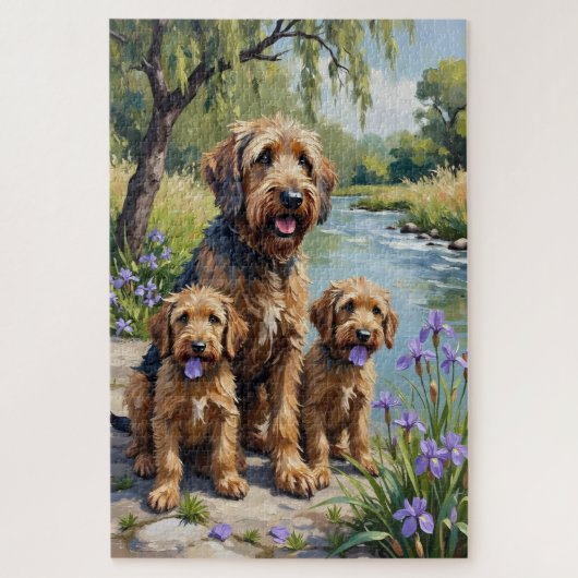 Otterhound Riverside Iris Kunst Puzzle (Vertikal)