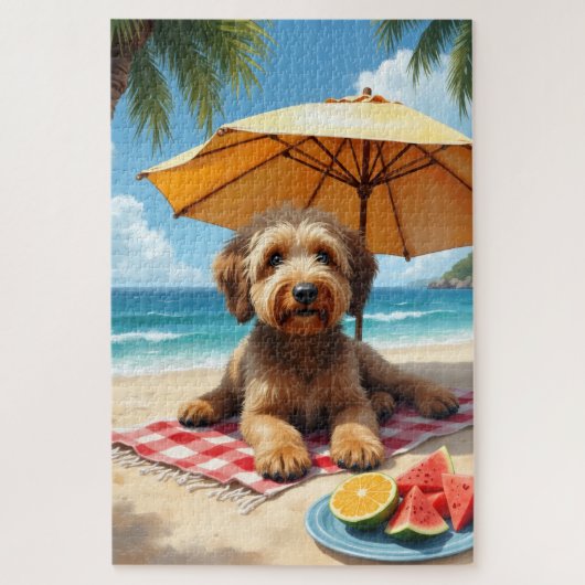 Otterhound Strand Entspannungsszene Puzzle (Vertikal)