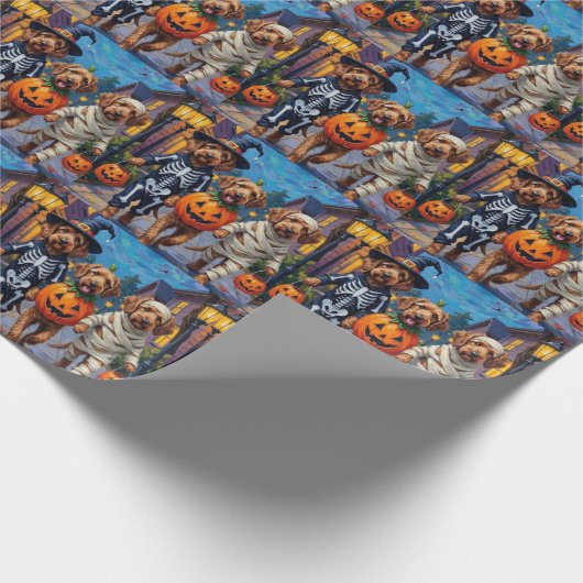 Otterhound Trick-oder-Treating in Halloween-Kostüm Geschenkpapier (Ecke)